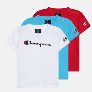 Champion Pack x3 Kinder Weiß/Türkis/rotes T-Shirt