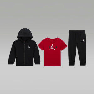 Jordan ensemble bébé 3 pièces jogging zip et t-shirt "Black/red"