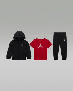 Jordan ensemble bébé 3 pièces jogging zip et t-shirt "Black/red"