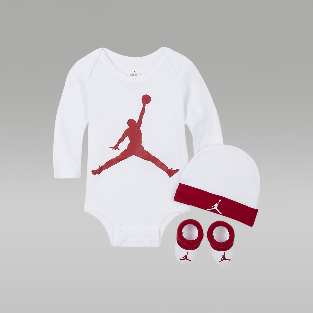 Jordan coffret Jumpman "logo" manches longues bébé white/red