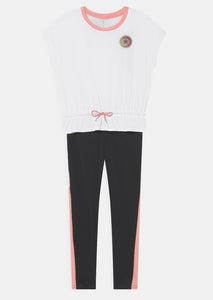 Converse T-shirt and leggings girl black/pink/white