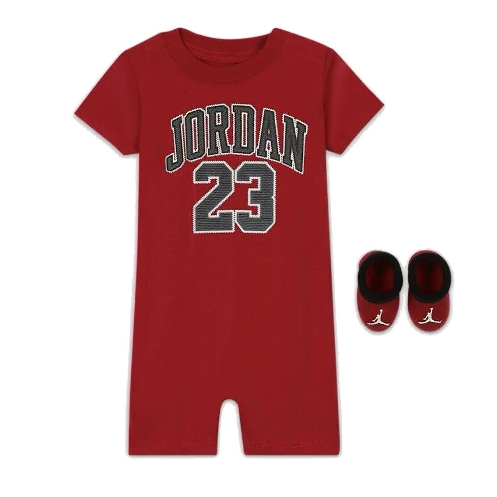 Jordan set bébé combinaison short et chaussettes Rouge