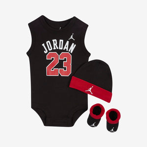Jordan 23 coffret cadeau bébé 3 pièces black red