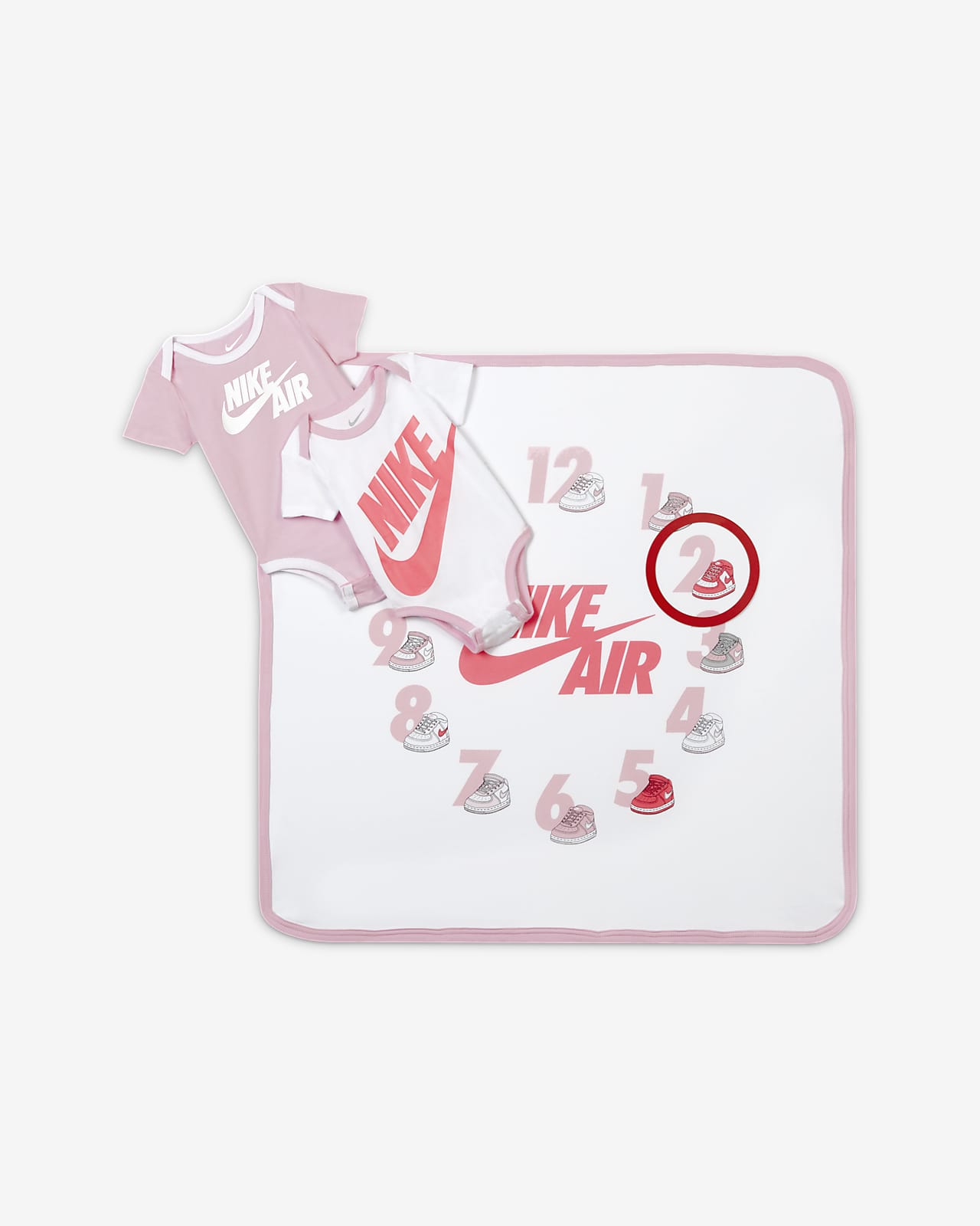 Caixa de presente de bebê rosa de cobertor Nike